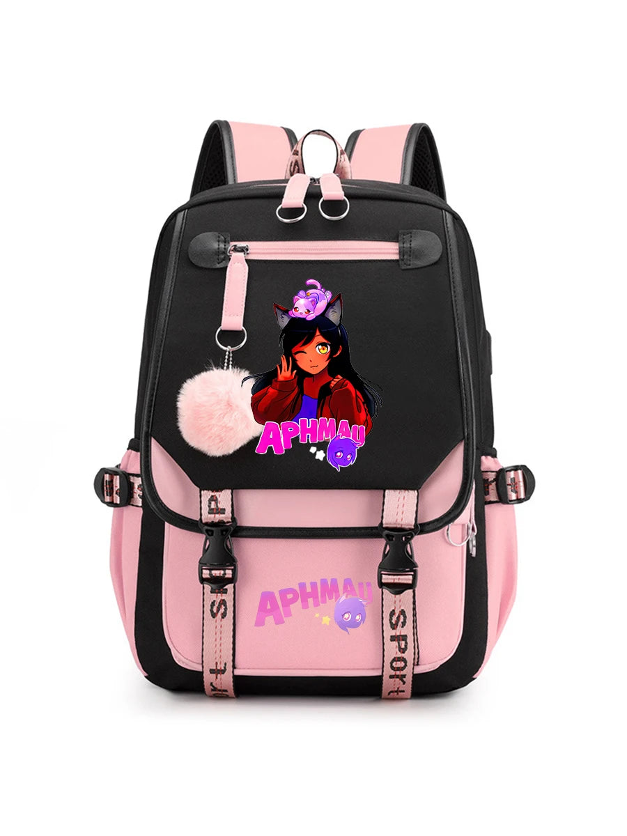 Aphmau Anime Backpack for Teenager Back To School Bookbags Fashion Trend Student Laptop Bagpack