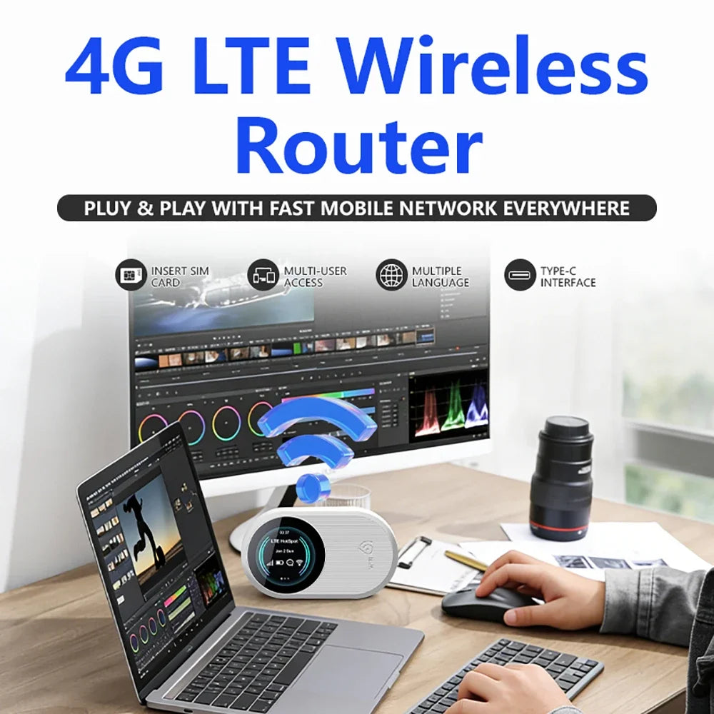 Kebidumei WiFi 6 Mobile Router 2.4G/5GHz Hotspot Portable 4G LTE Router 3000mAh Battery for Outdoor Travel Business RV Car Home