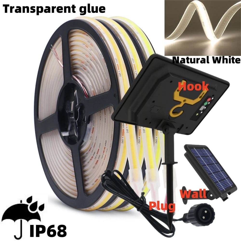 1200mAh 2400mAh 7200mAh COB Solar LED Strip Neon Light Sign DC 24V Flexible Waterproof IP68 IP67 Adhesive Tape Diode Lamp Linear