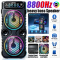 8800Hz Portable Bluetooth Speaker, Portable Heavy Bass Loud Speaker with RGB Colorful Lights & Microphone, Support USB TF