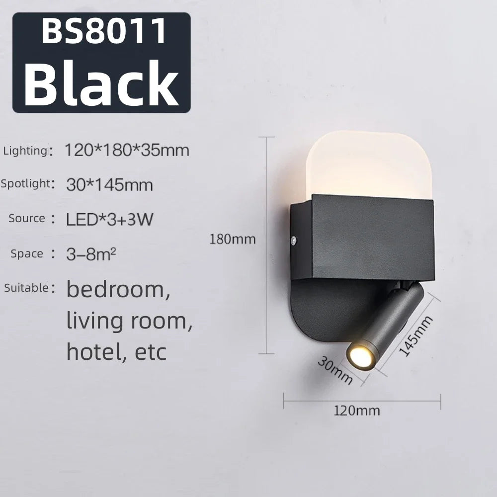 Rotatable Wall Lamp 3W 6W 9W 10W Modern LED Wall Light Home Decoration Angle Adjustable Bedroom Bedside Sconce Lamp for Home