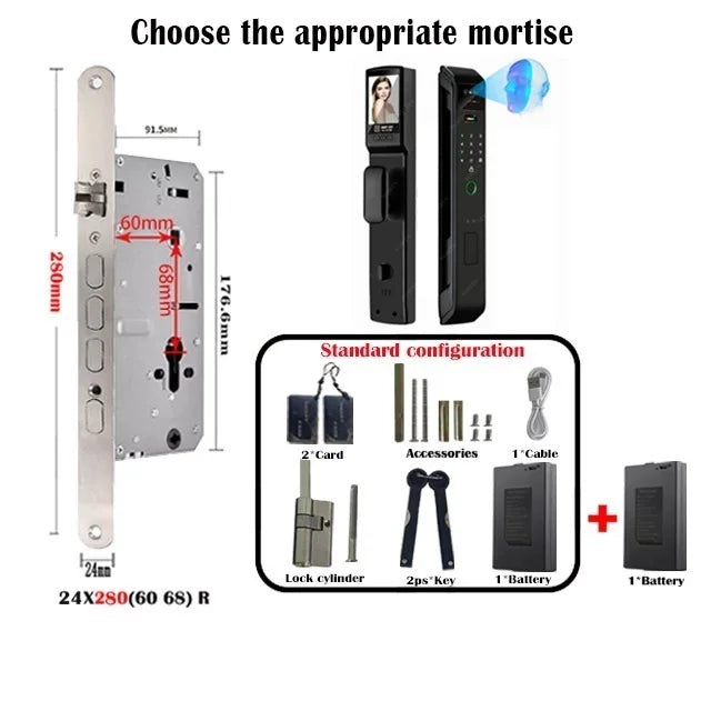Tuya Or Wishome Wifi APP Camera Digital Electronic Door Lock Face Fingerprint Recognition Card Key Safe Smart Inteligente Lock