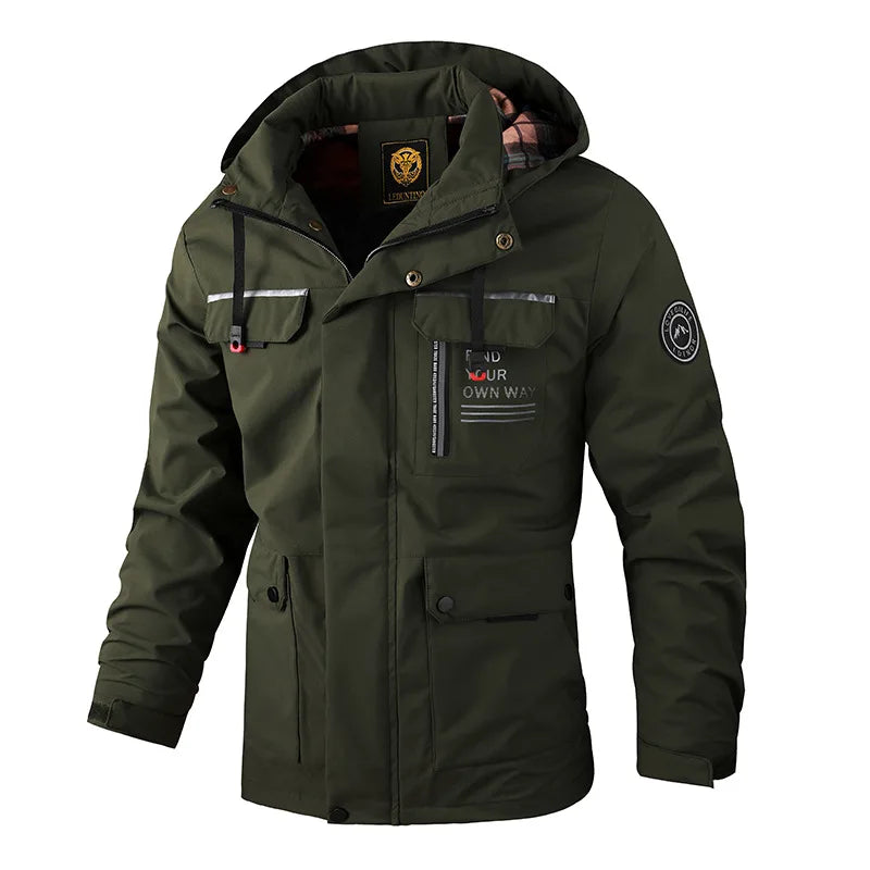 Men's Casual Jacket Parka Autumn/Winter Hooded Jacket Men's Coat Solid Color Outdoor Chic