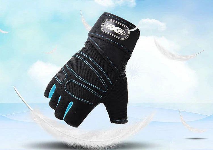 Men Gym Gloves Weightlifting Bodybuilding Training Fitness Fingerless Gloves Half Finger Cycling Gloves Non-Slip Wrist Support