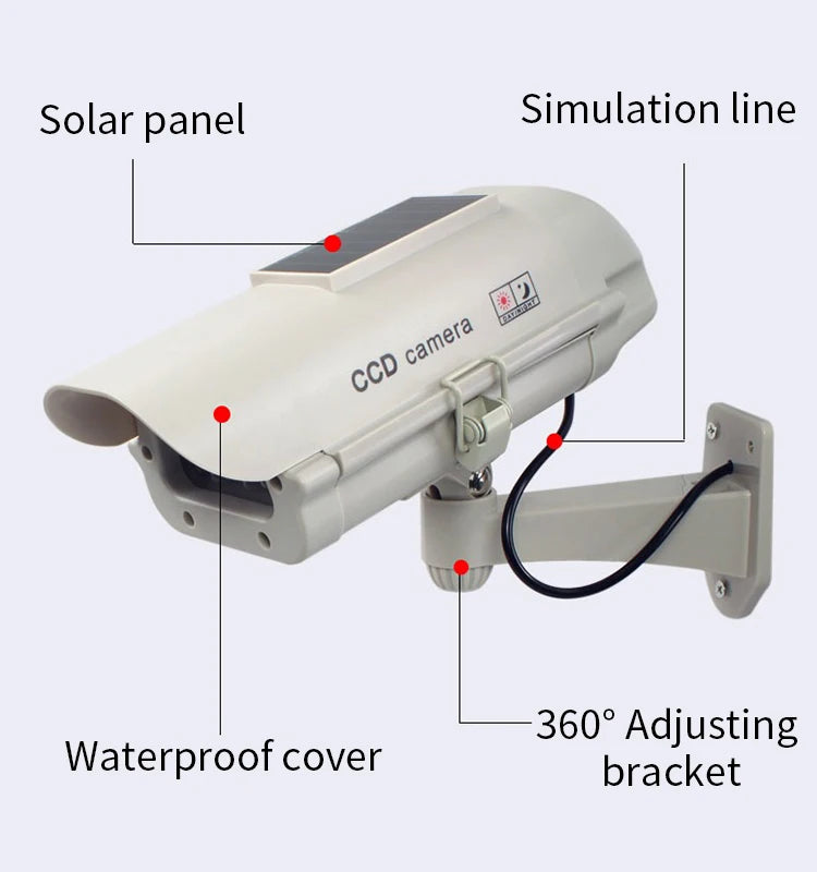 Simulation Solar Camera Waterproof Fake Camera Dummy CCD Security Camera Red Flashing Led Home Office Surveillance Scare Theft