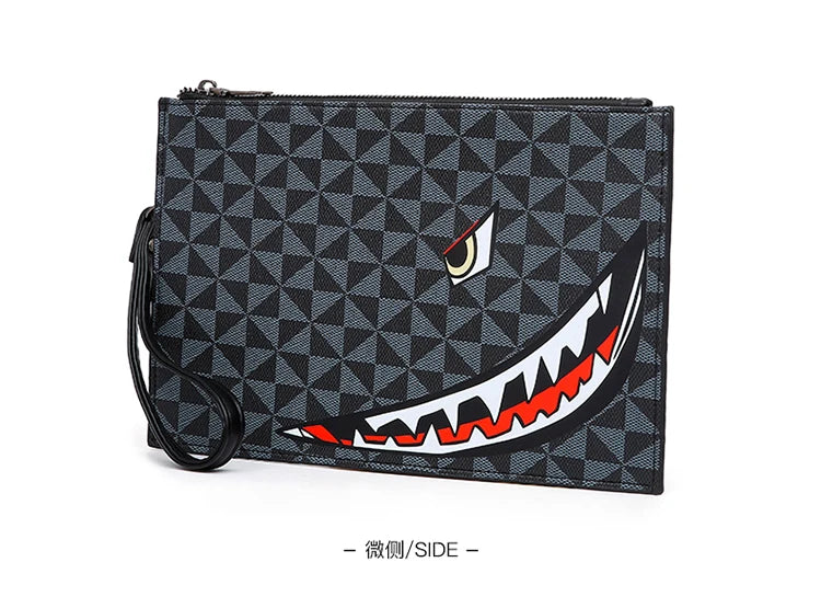 2026 New Men's Business Casual Clutch Bag Fashion Shark Print Envelope Bag Wallet Phone Bag Large Capacity Men's Gifts Pouch Pho