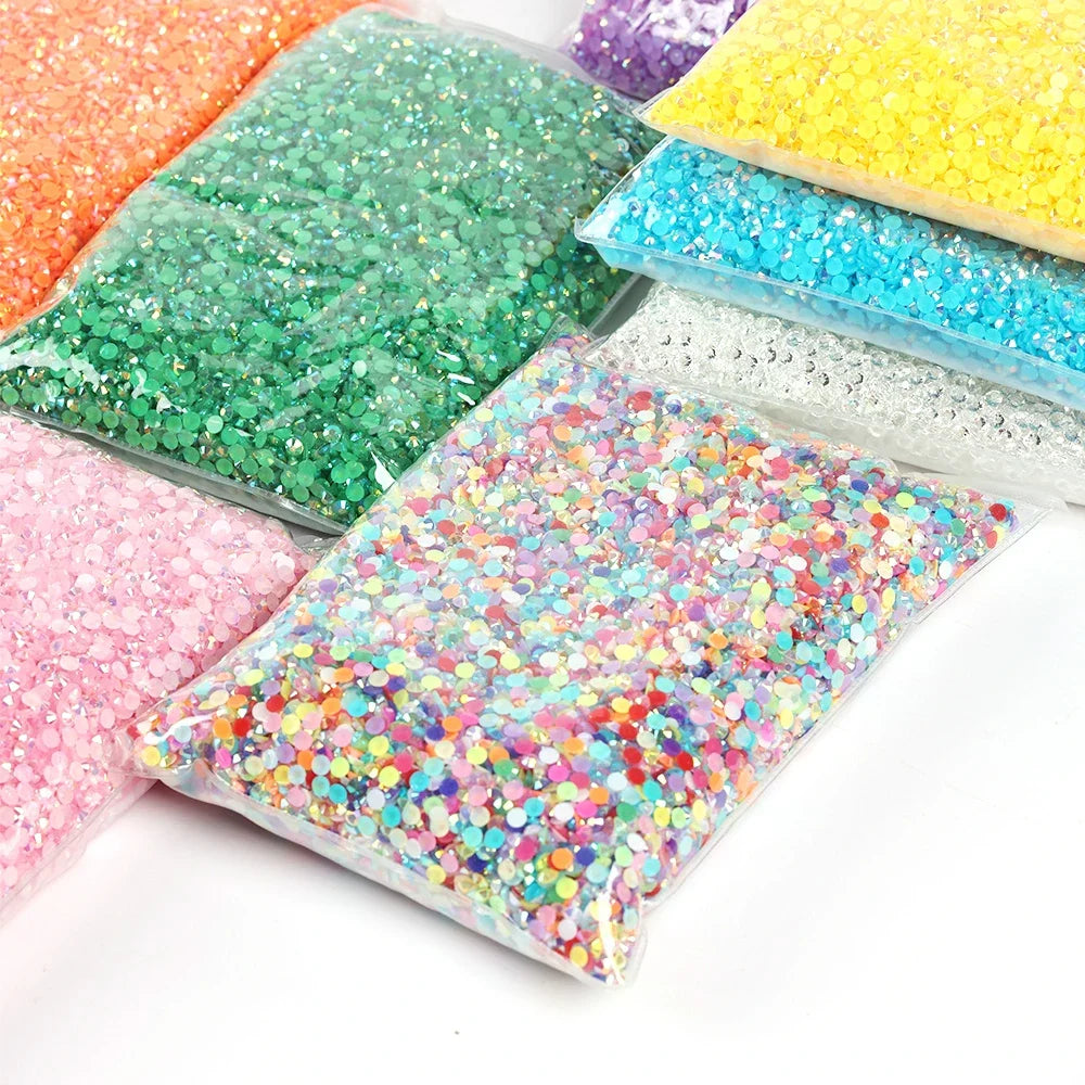 Yellow Series Flat Back Resin Rhinestone 3MM 4MM 5MM Non Hot Fix Jelly Rhinestones Stones For Craft DIY Tumblers Shoe Decoration