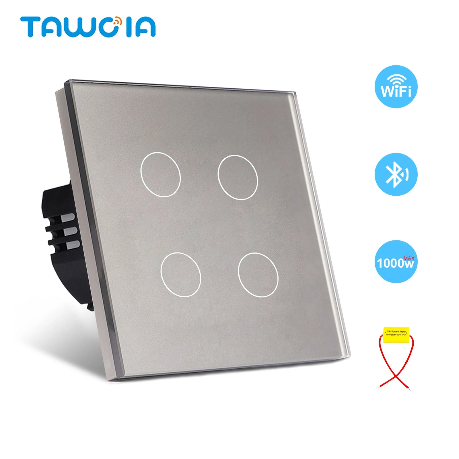 TAWOIA Wifi Touch Light Switches 1/2/3/4Gang Smart Wall Switch Tuya Smart Life Alexa Voice Control With Capacitor L/N1000W