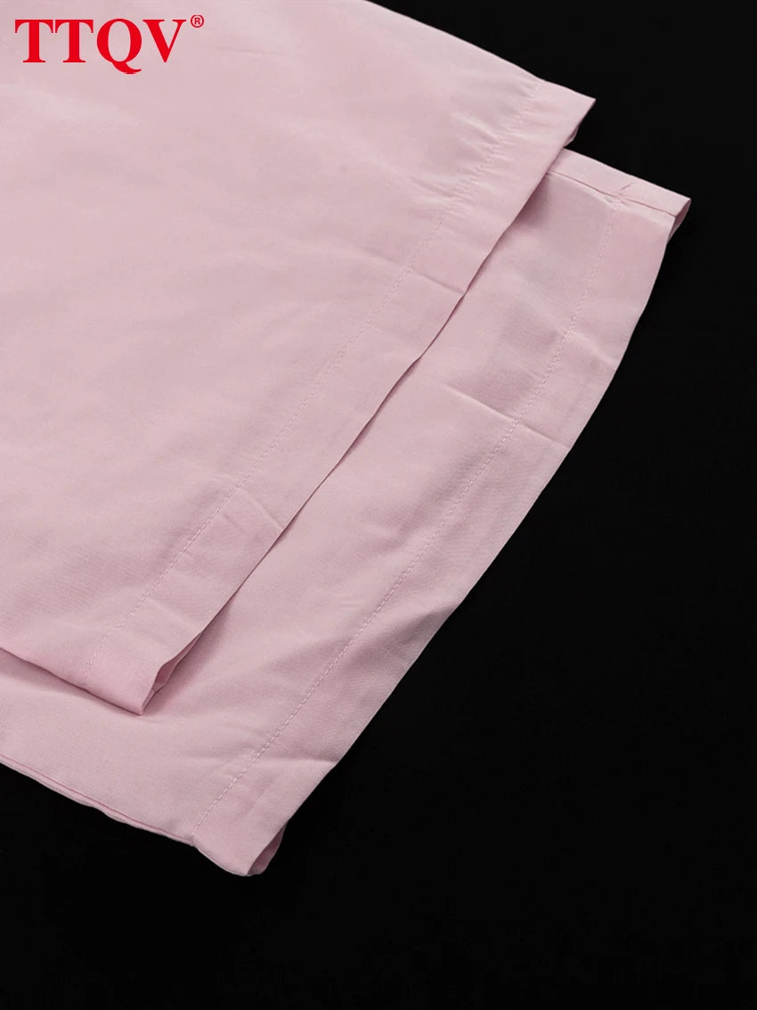 TTQV Summer Loose Pink 2 Piece Sets Woman Outfit Fashion Sleeveless Tank Top With High Waist Wide Pants Set Female Streetwear
