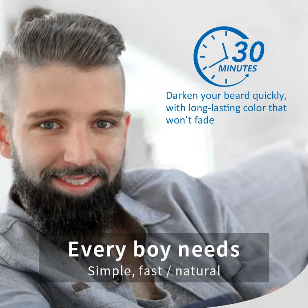 Men's Black Beard Dye Cream With Comb Fast Coloring Beard & Hair Dye Shampoo Cover White Grey Permanent Beard Care Tint Cream