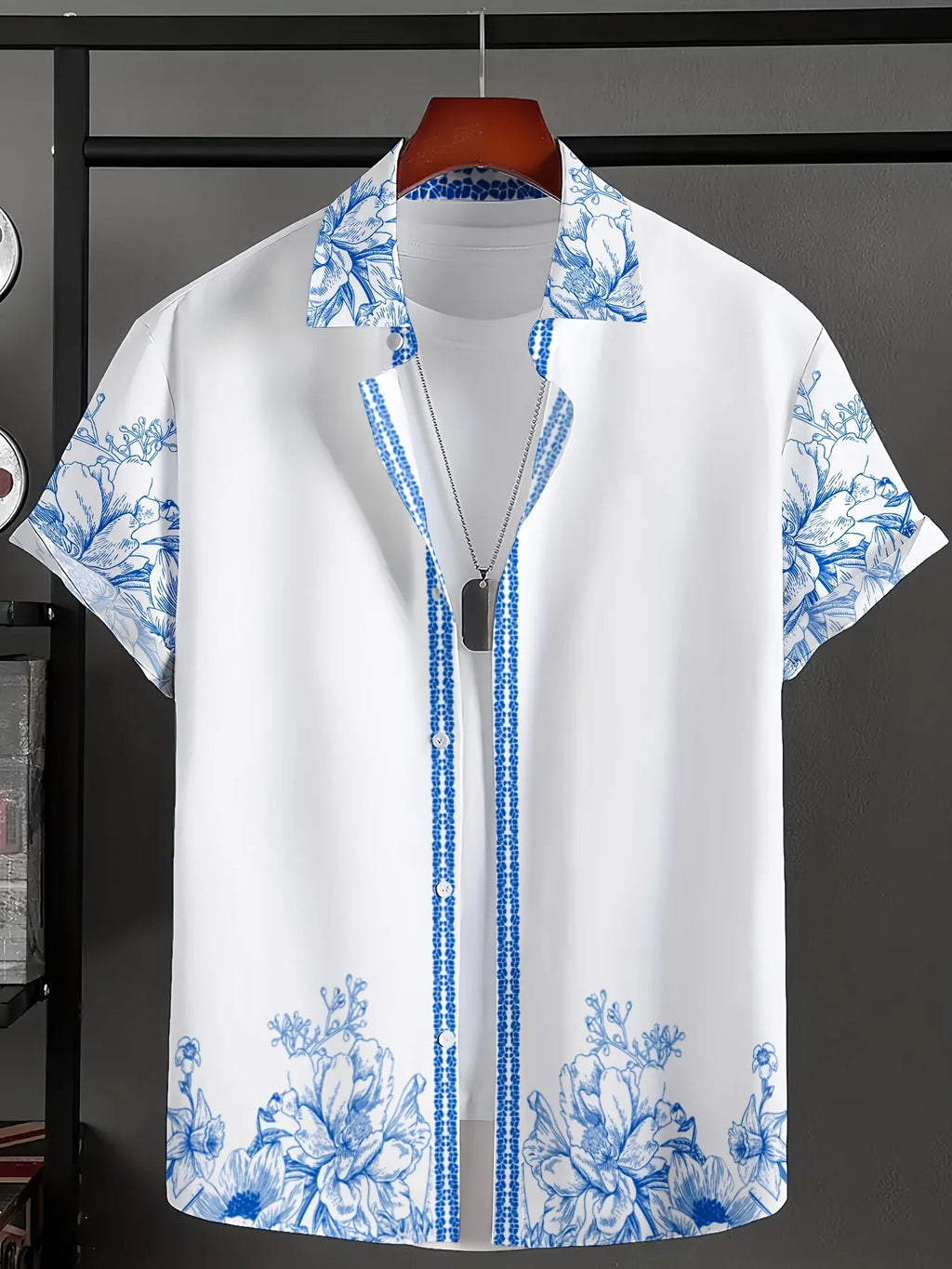 2026 Summer New Style Men's Short-Sleeved Shirt with 3D Patterned Print - Street Casual Fashion Comfortable and Soft