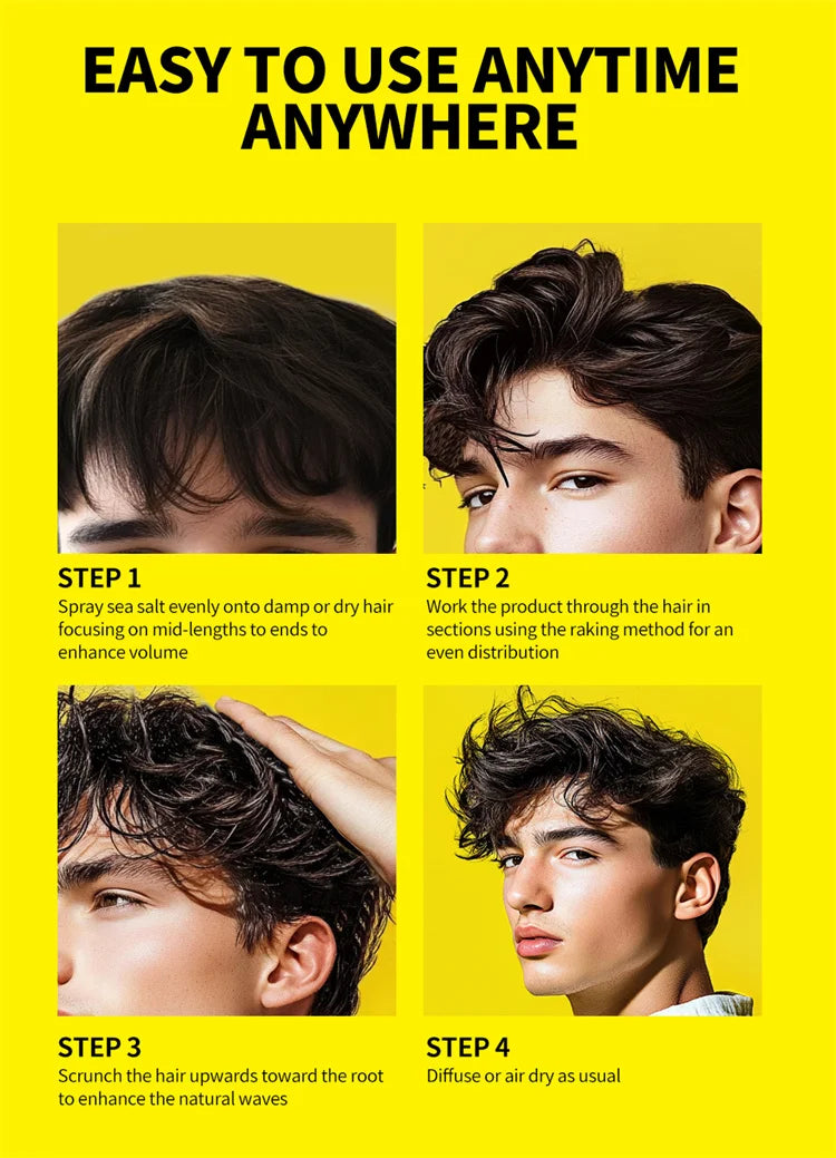 100ml Natural Sea Salt Spray for Men Salt Water Hair Mist Hair Volumizing Thickness Wave Curls Seasalt Hair Spray Styling Mist