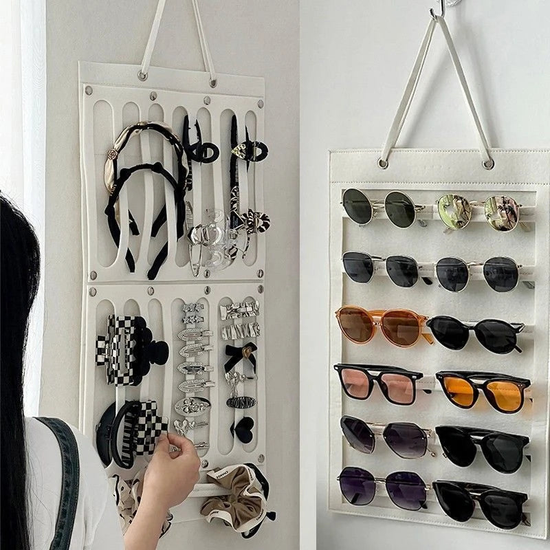 Hanging Hair Claws Clip Storage Pink Organizer For Women Girls Felt Headbands Display Hairpin Sunglasses Accessories Holder Bag