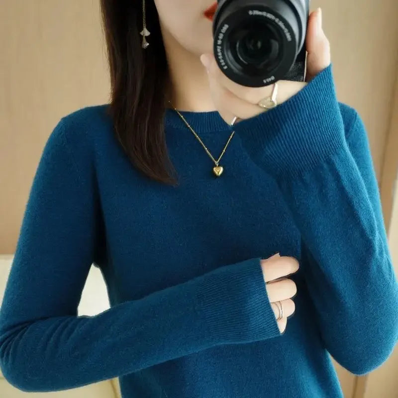 2026 Women Sweater Spring Autumn Long Sleeve O-neck Pullovers Warm Bottoming Shirts Korean Fashion Sweater Knitwear Soft Jumpers