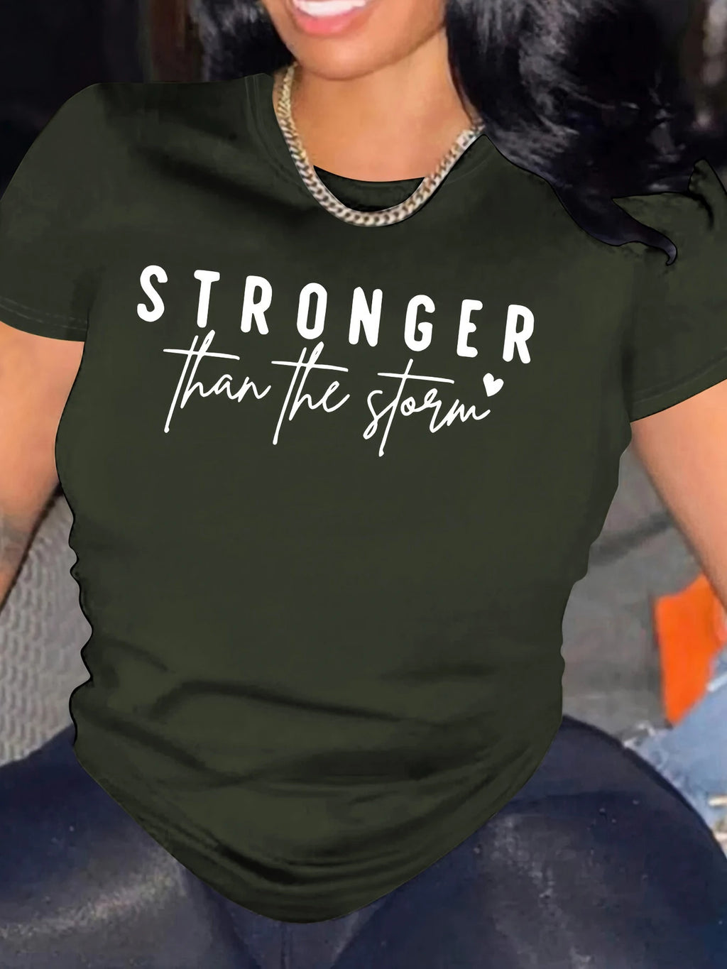 Summer Fashion Women's Short Sleeve T-shirt Letter Print Round Neck Solid Color European American Style 2026