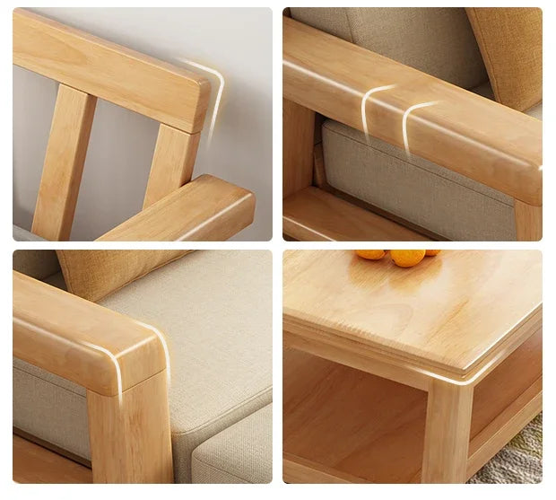 solid wood sofa simple modern living room winter and summer dual-purpose corner combination storage sofa