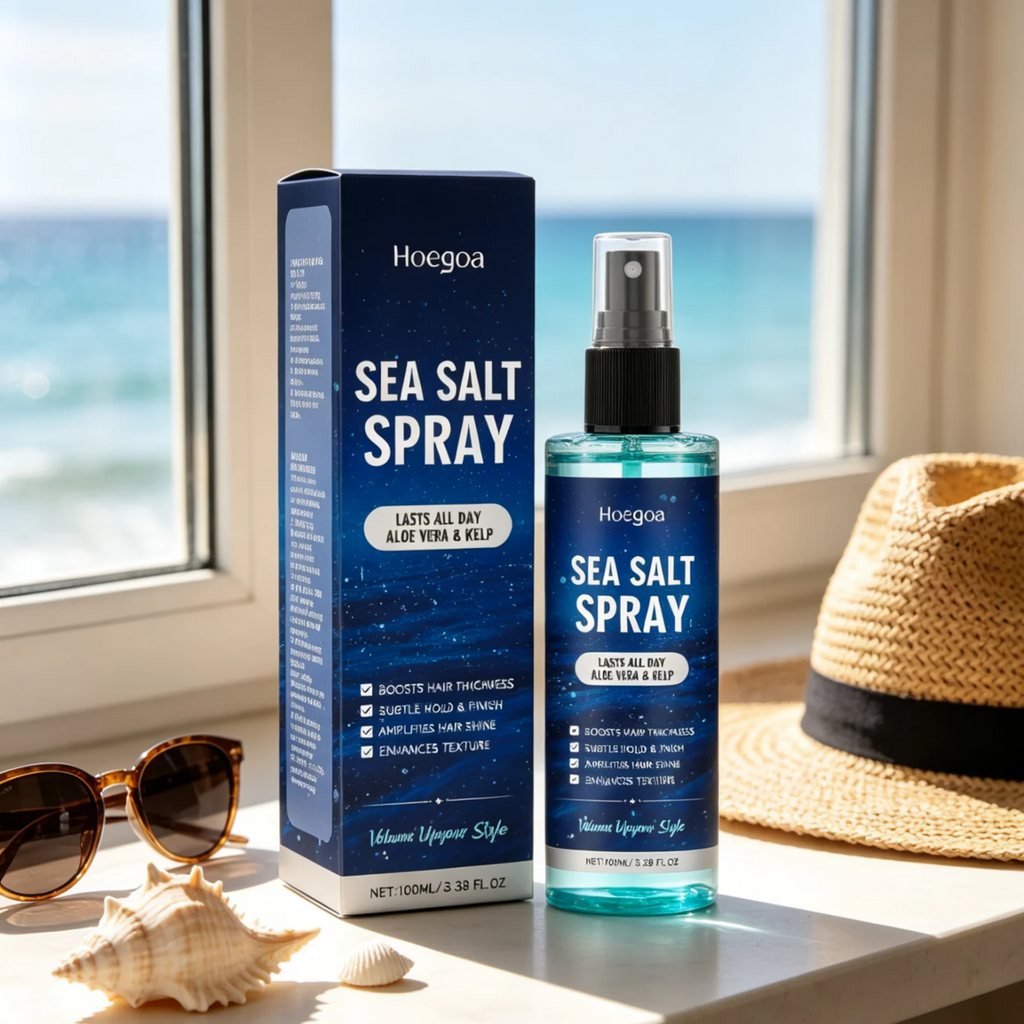 Hoegoa Sea Salt Hair Styling Spray Long Lasting Enhance Curl Moisturizing Lightweight Gentle Ingredient Hair Volume Spray 100ml