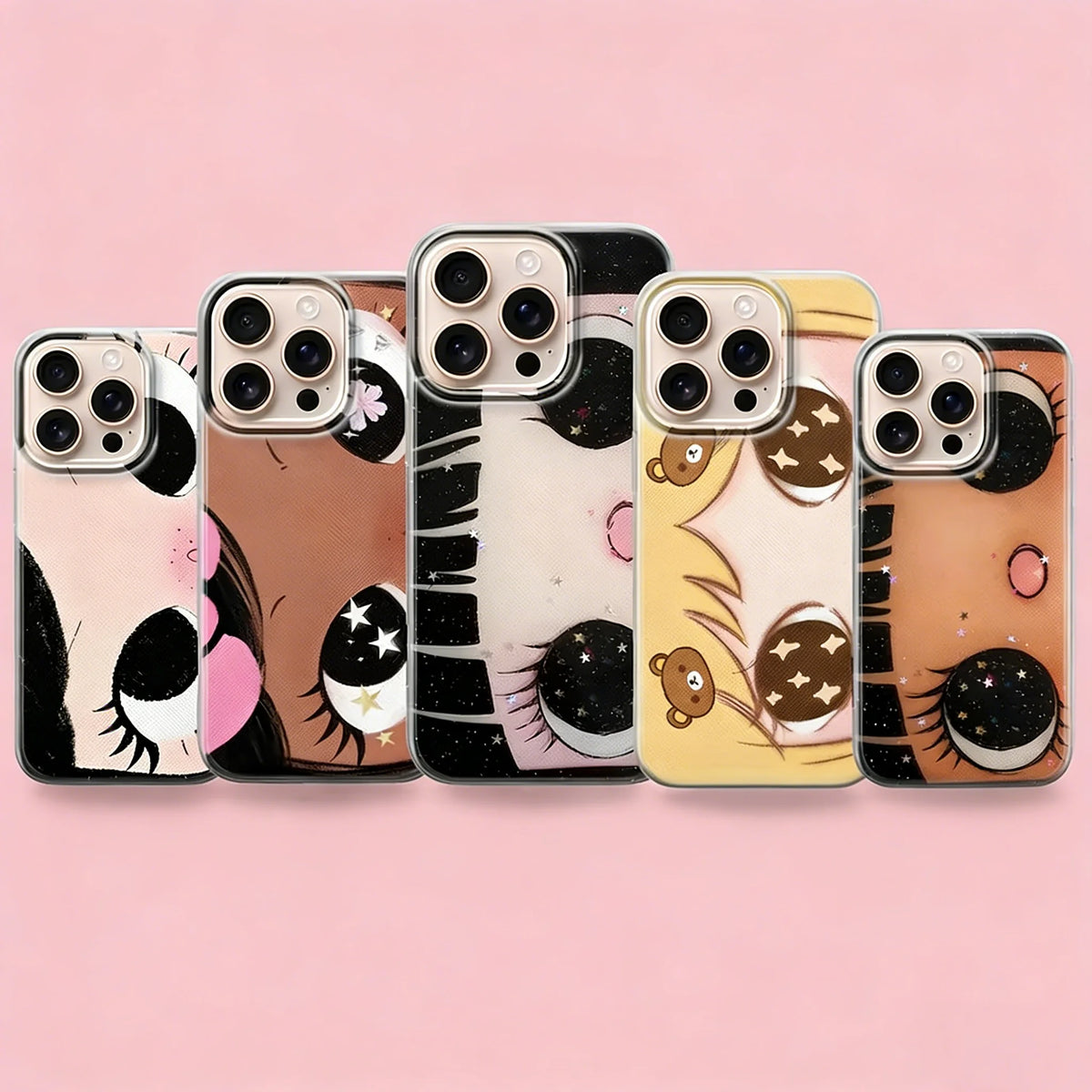 Cartoon Big Eyes Girl Phone Case For IPhone 17 12 Pro Max 13 14 Plus 15 11 16 Crystal Clear Dustproof Soft TPU Protective Cover
