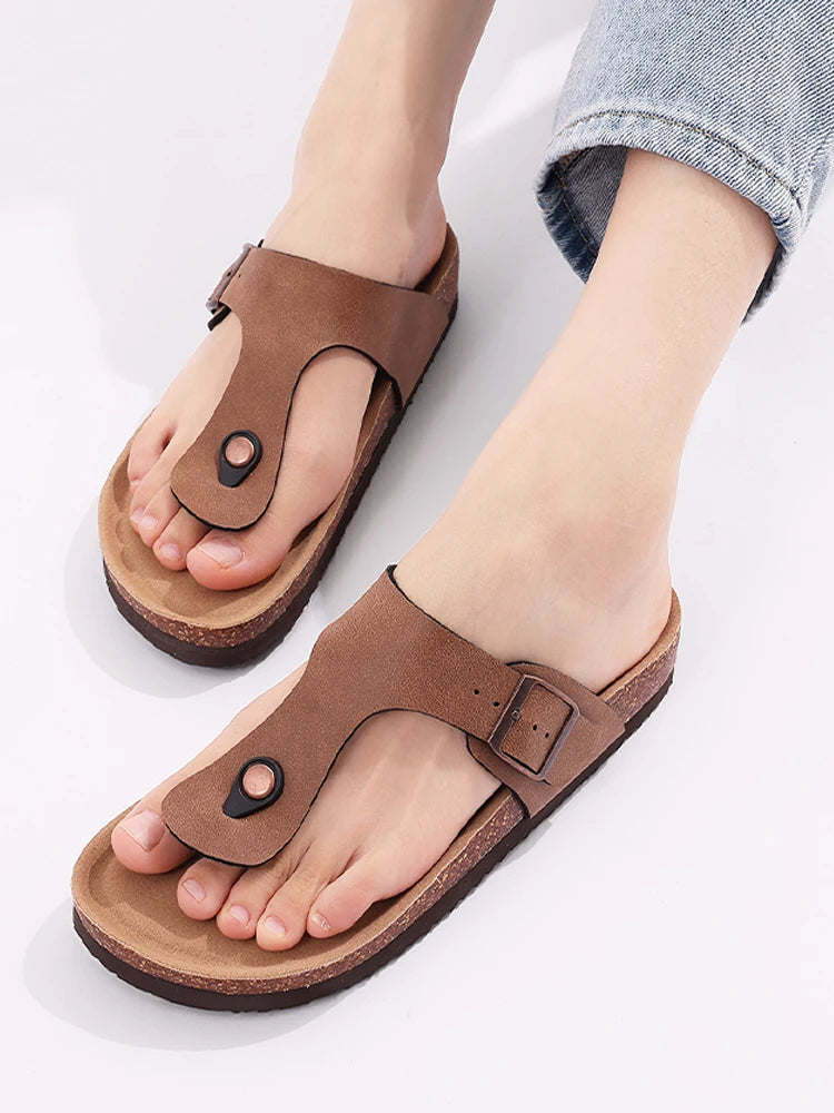Crestar Womens Mens Sandals Fashion Adjustable Buckle Cork Footbed Slides Outdoor Beach Sliipers with Comfortable Arch Support