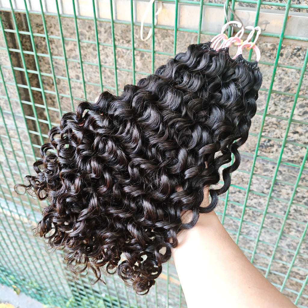NABI Pre-Separated Crochet Human Hair Bundle Miracle Knots Braiding 14-18inch Water Wave Curly Human Hair for Women