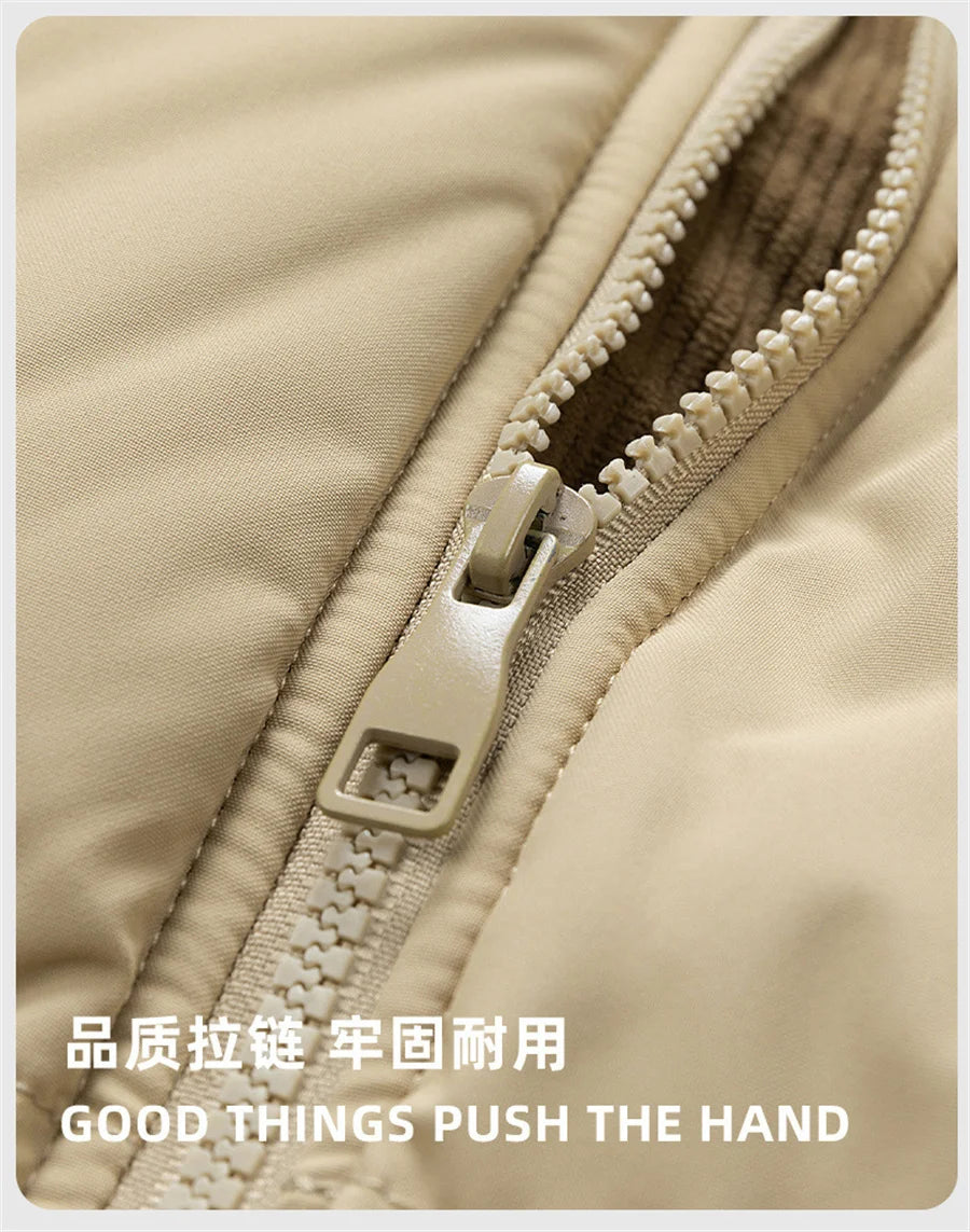 2027 New Patchwork Men Jackets Cotton Padded Corduroy Winter Warm Coat Men's Hooded Windproof Thick Outerwear Mens Clothes