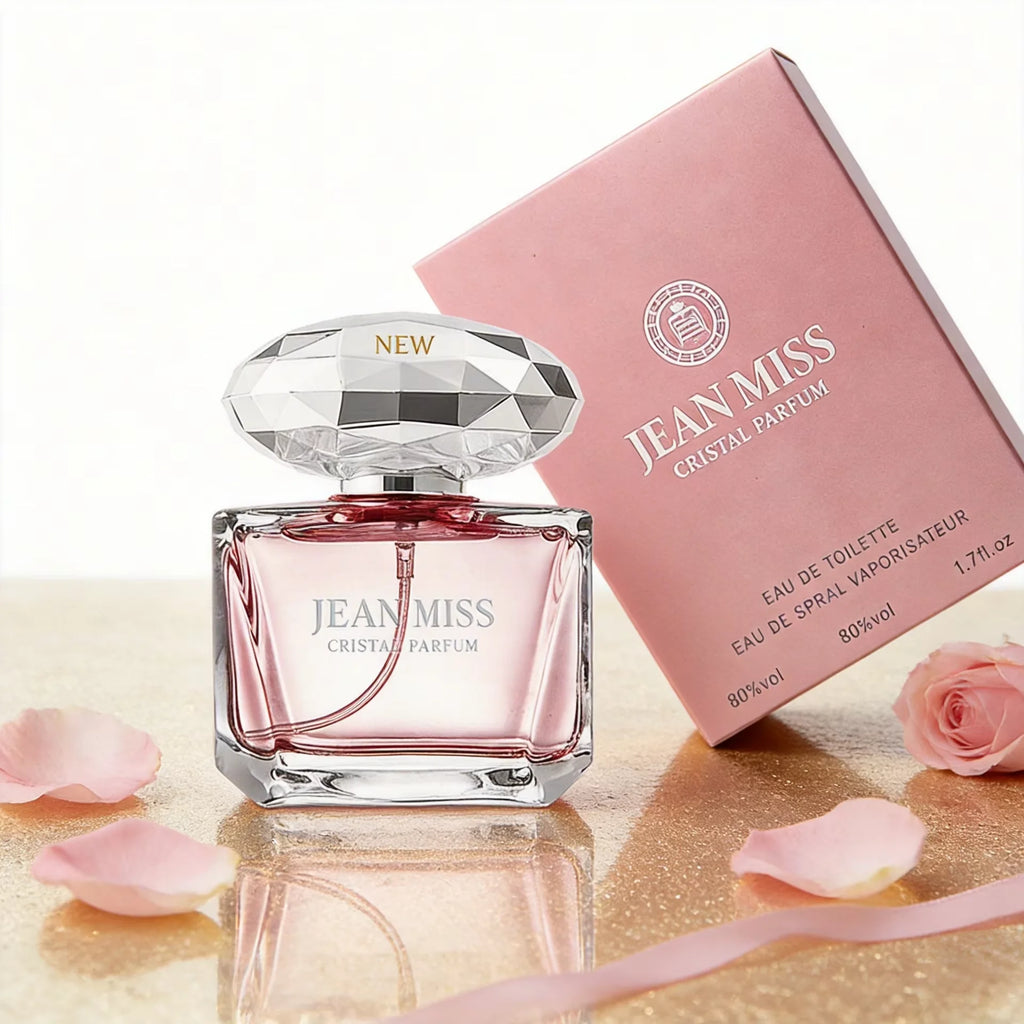Luxury JEAN MISS Perfume for Women, Elegant Teardrop Bottle with Crystal Diamond Cap, Romantic Floral Long Lasting Eau de Parfum