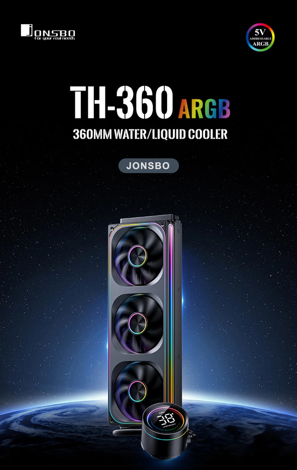 JONSBO TH-360 White Water Cooler 120mm ARGB Fan TH-240 AIO CPU Liquid Cooling Integrated Water-cooled LGA1700 115X 1851 1200 AM5