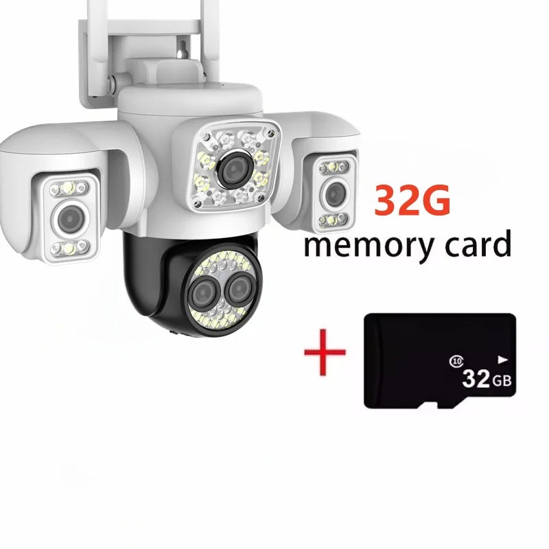 Security Protection 10K WiFi Camera Outdoor Four Lens Triple Screen 10X Zoom 360° CCTV Surveillance Yoosee 20MP Security Cameras