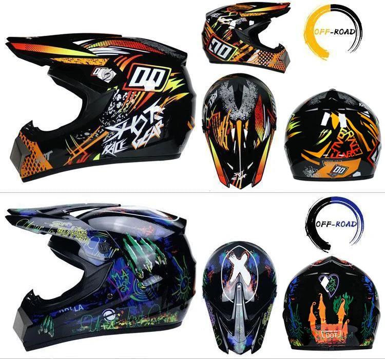 ORZ-Motocross Helmet Off Road Dirt Bike ATV MX Racing Helmet DOT Approved for Adults