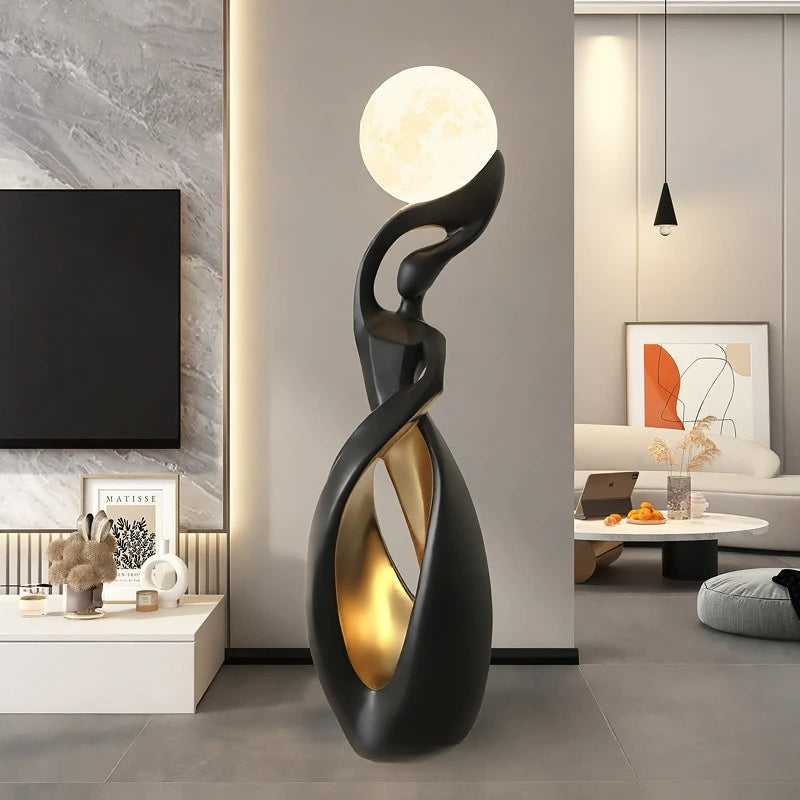 Artistic Lady Floor Lamp Moon Color Lighttapping Adjustable USB Charging Home Living Room TV Cabinet Sofa Side Floor Lamp