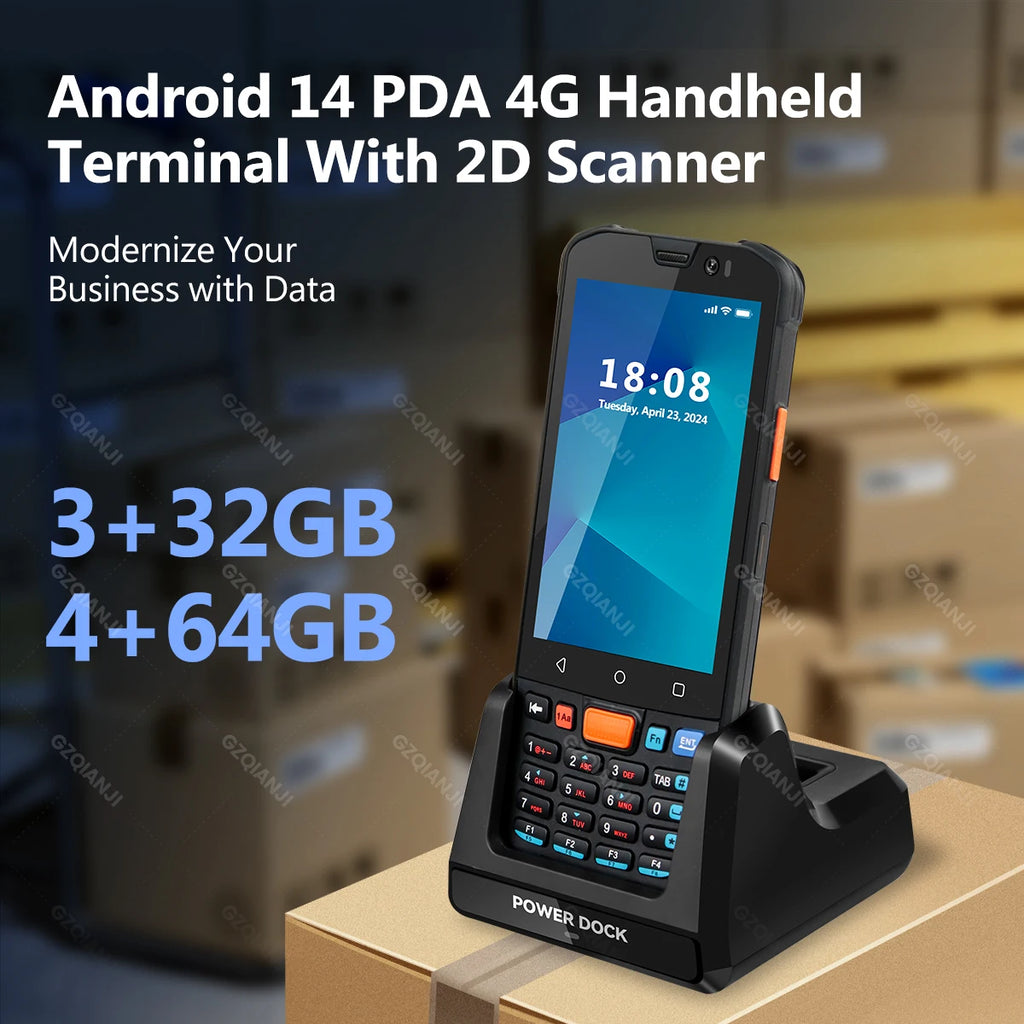 4G64 PDA Android Handheld Terminal Bluetooth Barcode Scanner 1D 2D QR Portable Data Collector Terminal Device With 4G GPS 3G32G