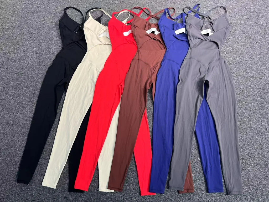 Wholesale Gym Clothes Woman Yoga Set Padding Women's Gym Jumpsuit Activewear Sportswear Push Up Fitness Sports Overalls Purple