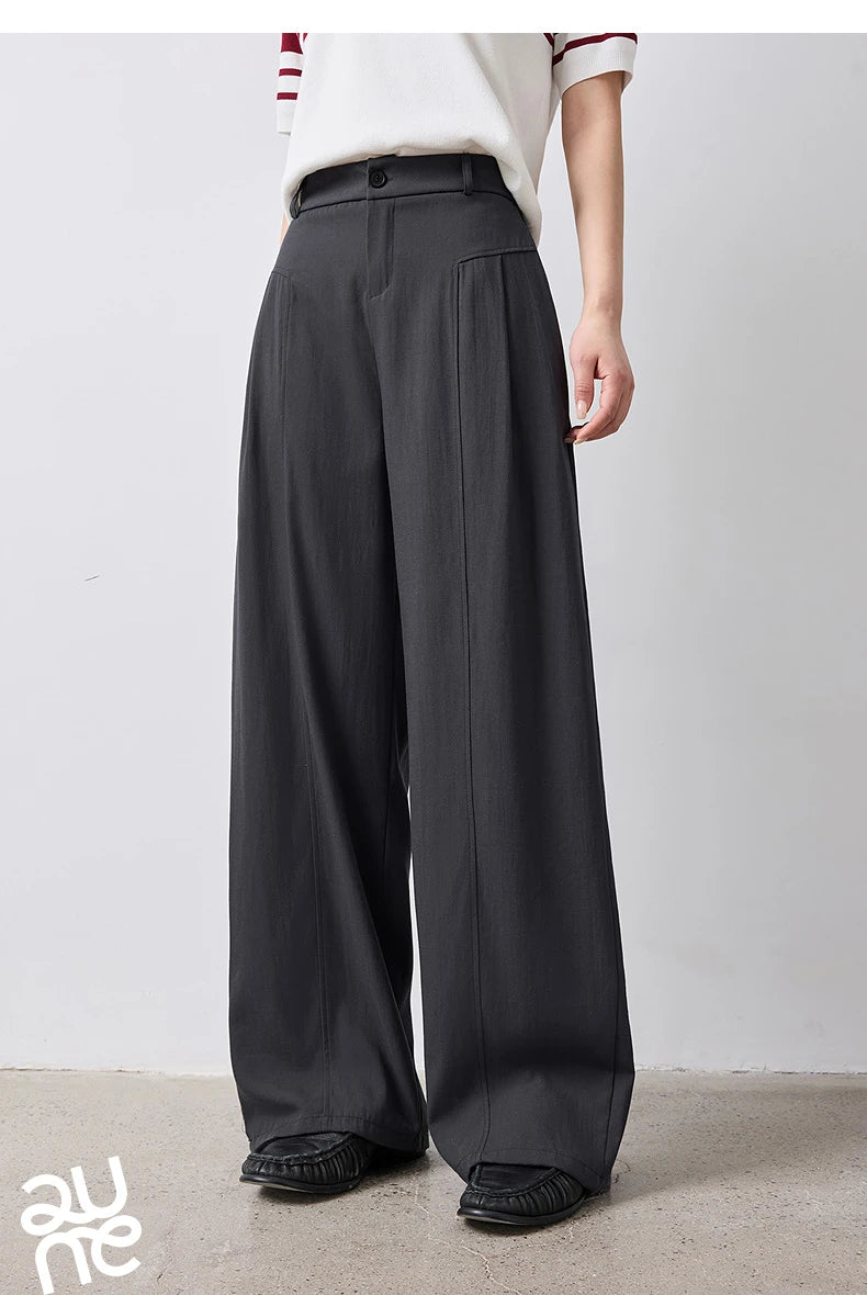TOYOUTH Women Wide Leg Pants Summer 2026 Textured 3D Pleated Design Hip Covering Loose Breathable Comfortable Casual Daily Style
