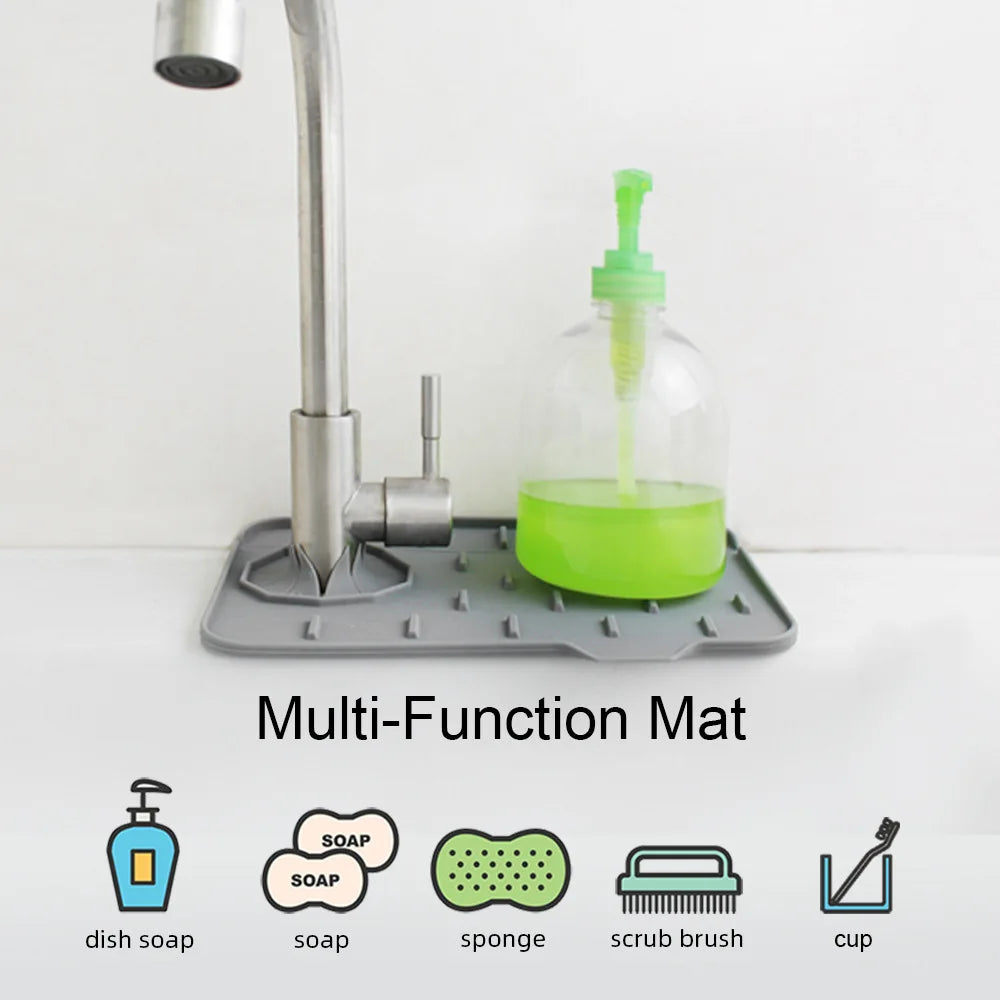 Kitchen Gadgets Silicone Faucet Absorbent Pad Shelf Sink Splash Catcher Countertop Protective Mat Bathroom Drain Mat Acceesories