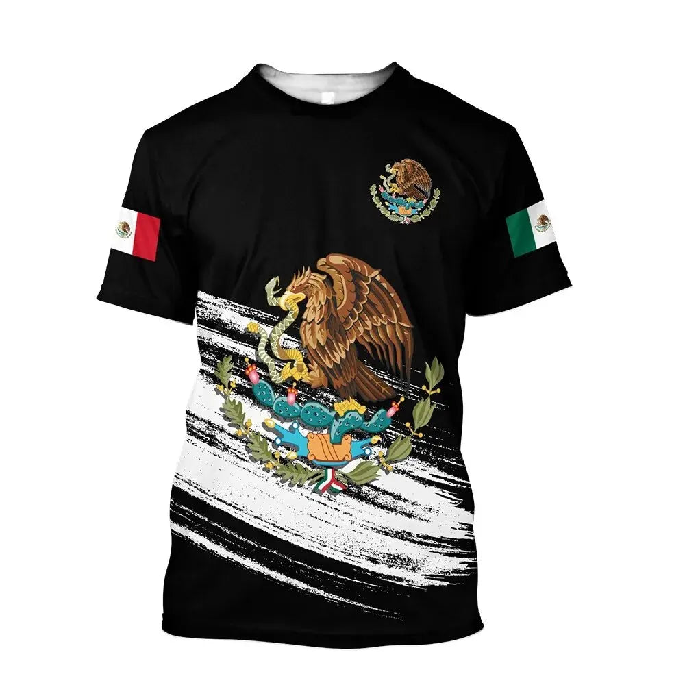 Mexico T-Shirts Mexican Flag 3D Print Streetwear Men Women Casual Fashion Oversized Short Sleeve T Shirt Male Tees Tops Clothing