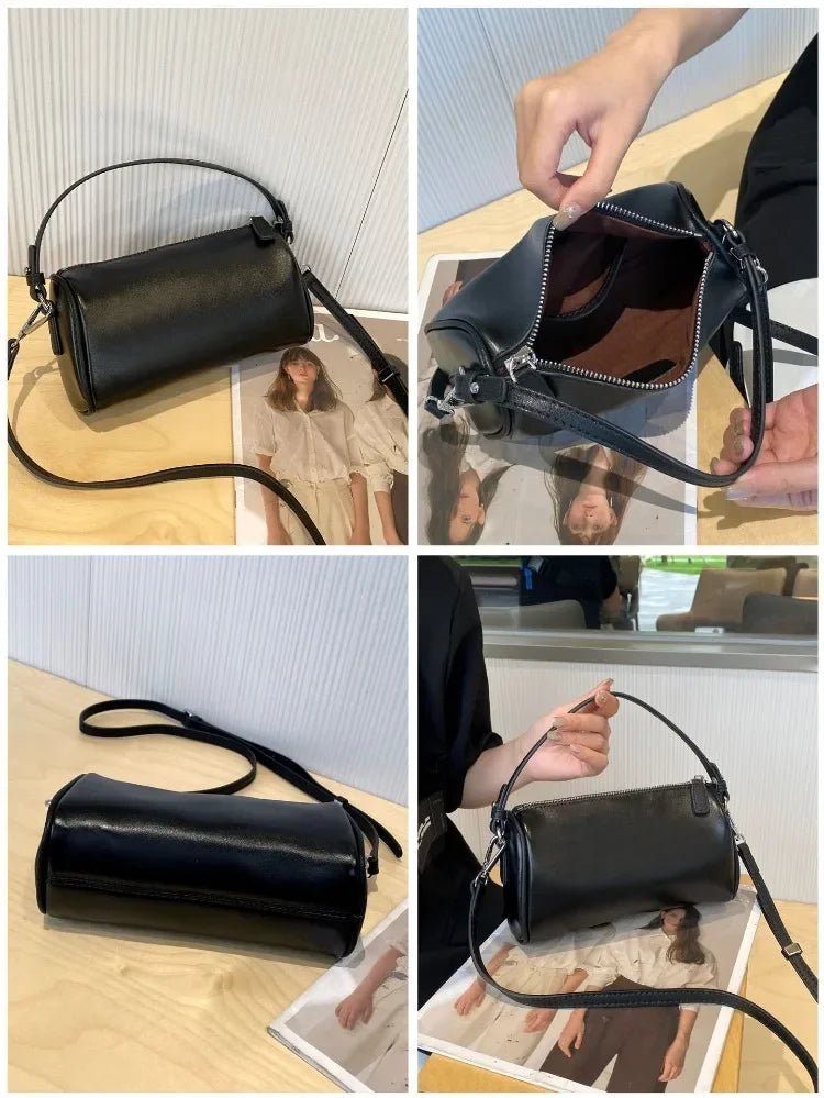 Ladies' Genuine Leather Small Shoulder Bag for Women Crossbody Fashionable Simple and Practical Soft Leather Darling Phone Bag