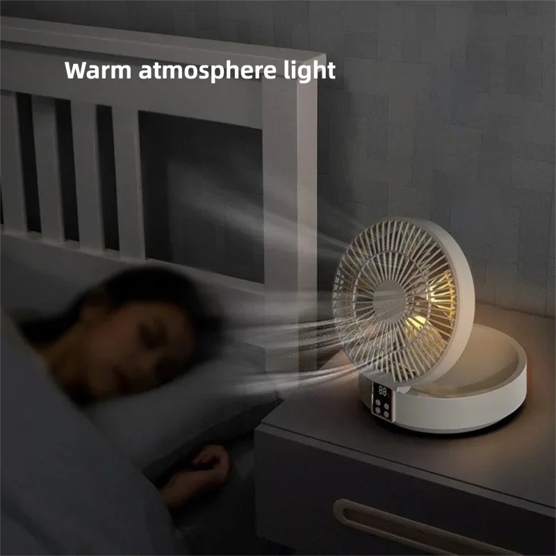 2023 New Fan With Remote Control Portable Wall-hanging Rechargeable Usb Electric Folding Fan Nightlight Air Cooler Household