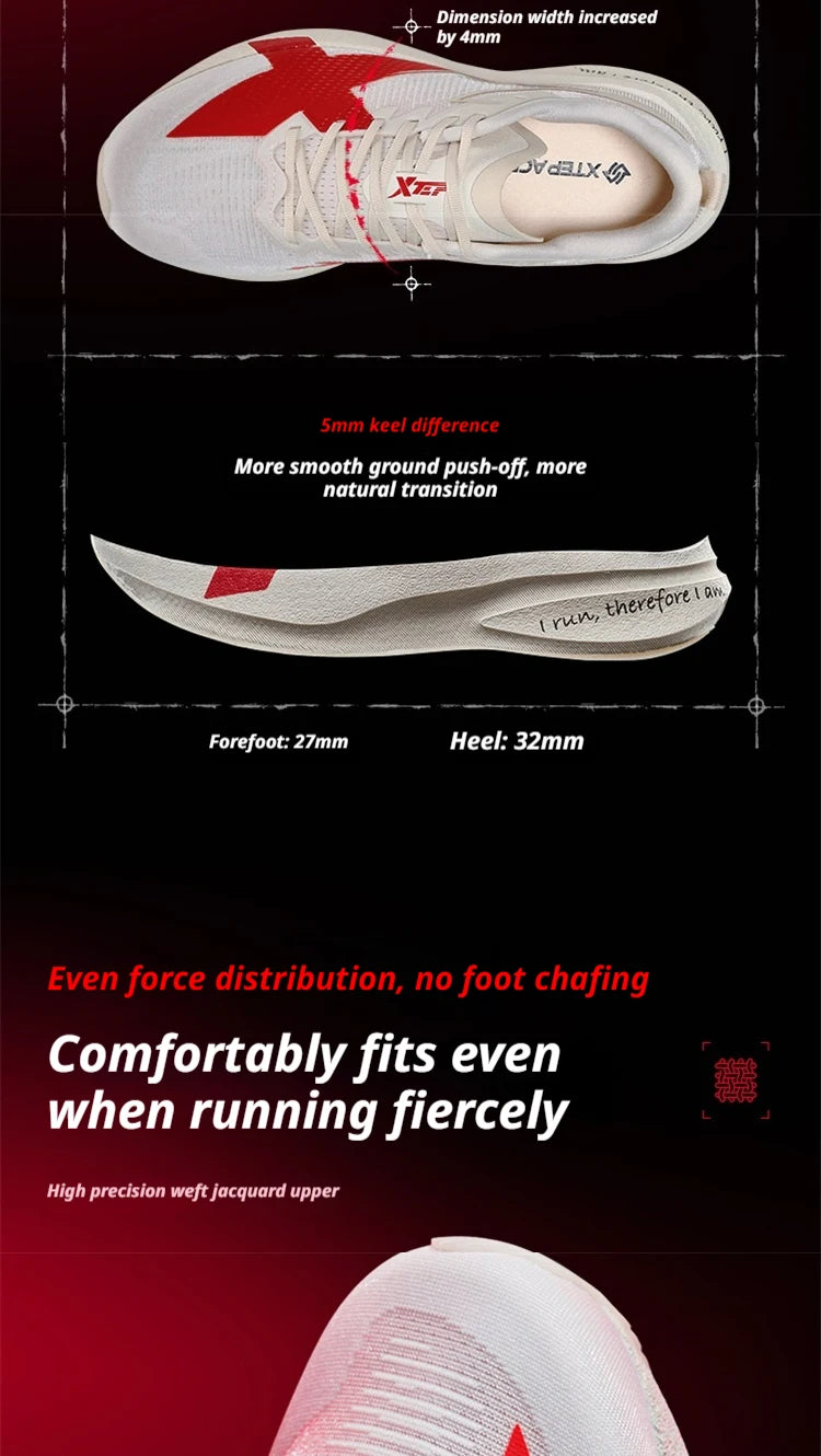 XTEP 2000km PRO Men's Running Sneakers 2026 Spring Cushioned Stability Comfort Lightweight Male Sports shoes 874219110026