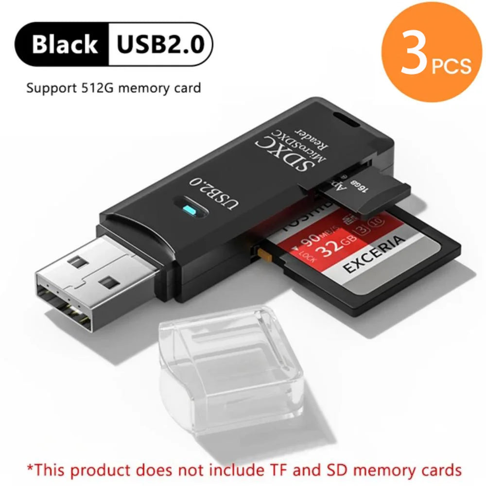 2-in-1 Multi Functional  USB 3.0 Card ReaderMicro SD TFMemoryCardReaderUSBFlashDrive CardreaderAdapter For PCLaptops Accessories
