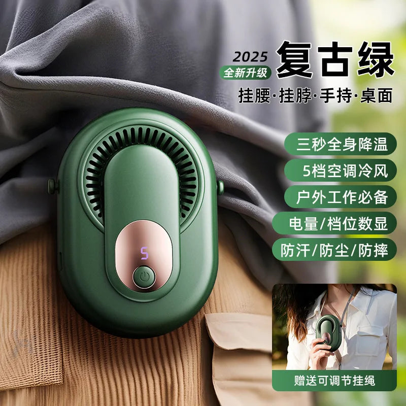 Portable Waist Clip Fan USB Rechargeable High Speed Wearable Cooling Fan Hands Free Personal Fan for Outdoor Work Hiking Camping