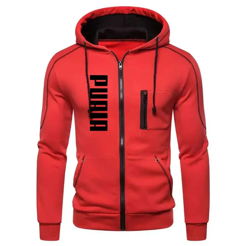 New autumn and winter thickened men's zipper jacket + pants two-piece set, fashionable outdoor jogging men's casual sportswear