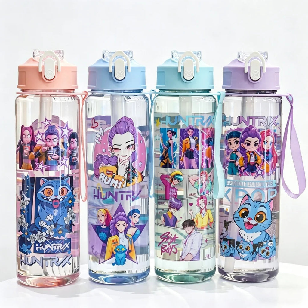 Gradient Water Bottles 750ml High-capacity Drinking Straw Cup Portable Girl Outdoor Bottles Office School