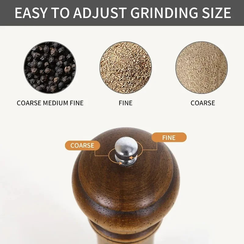 Wood Pepper Grinder,  Salt Mill Pepper Grinder, Salt Shakers with Adjustable Ceramic Rotor Wood Pepper Grinder for Your Kitchen