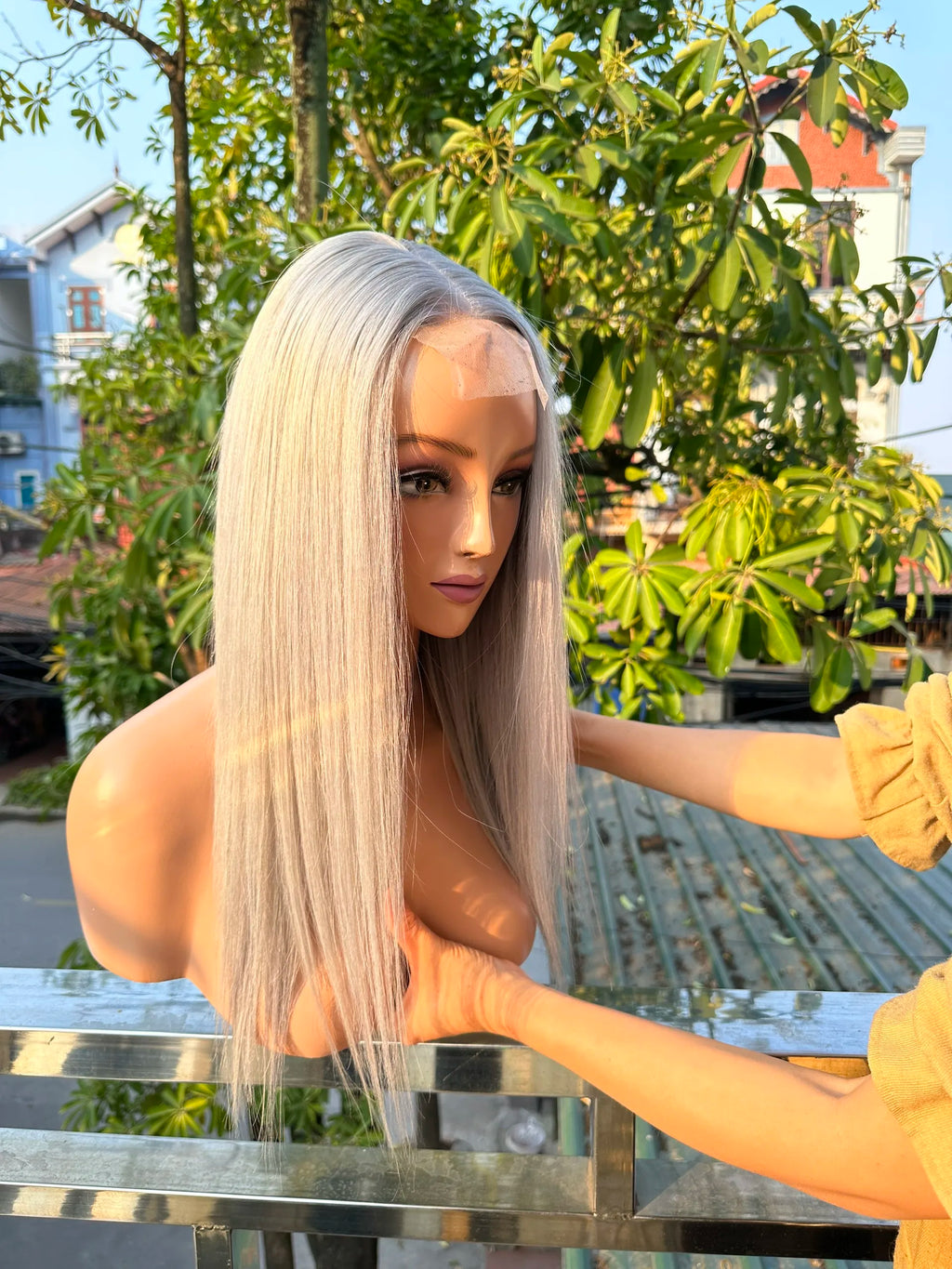 6 to 40 Inches Grey Silky Bone Straight Wig Vietnamese Super Double Drawn Human Hair Virgin Human Hair Extensions