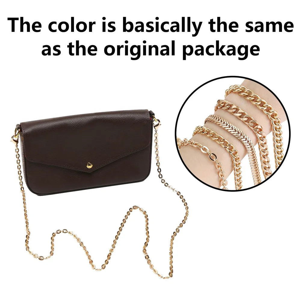 HOLIN 40cm-120cm Gold Bag Chain Strap for Handbag Replacement Gold Purse Chain Accessories Shoulder Straps Crossbody