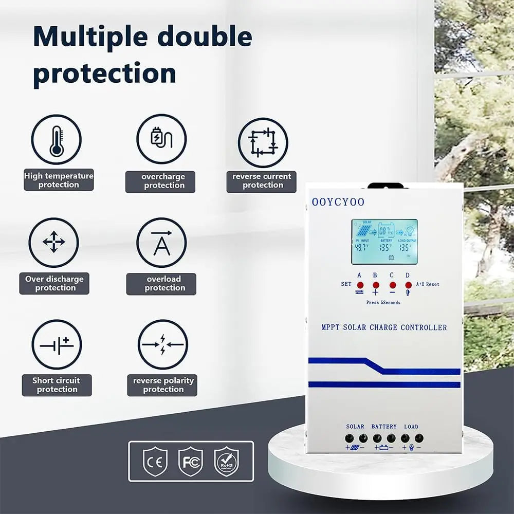 OOYCYOO 60A Solar Charge Controller MPPT 12V 24V 36V 48V Controller 60amp Solar Charge Regulator MPPT