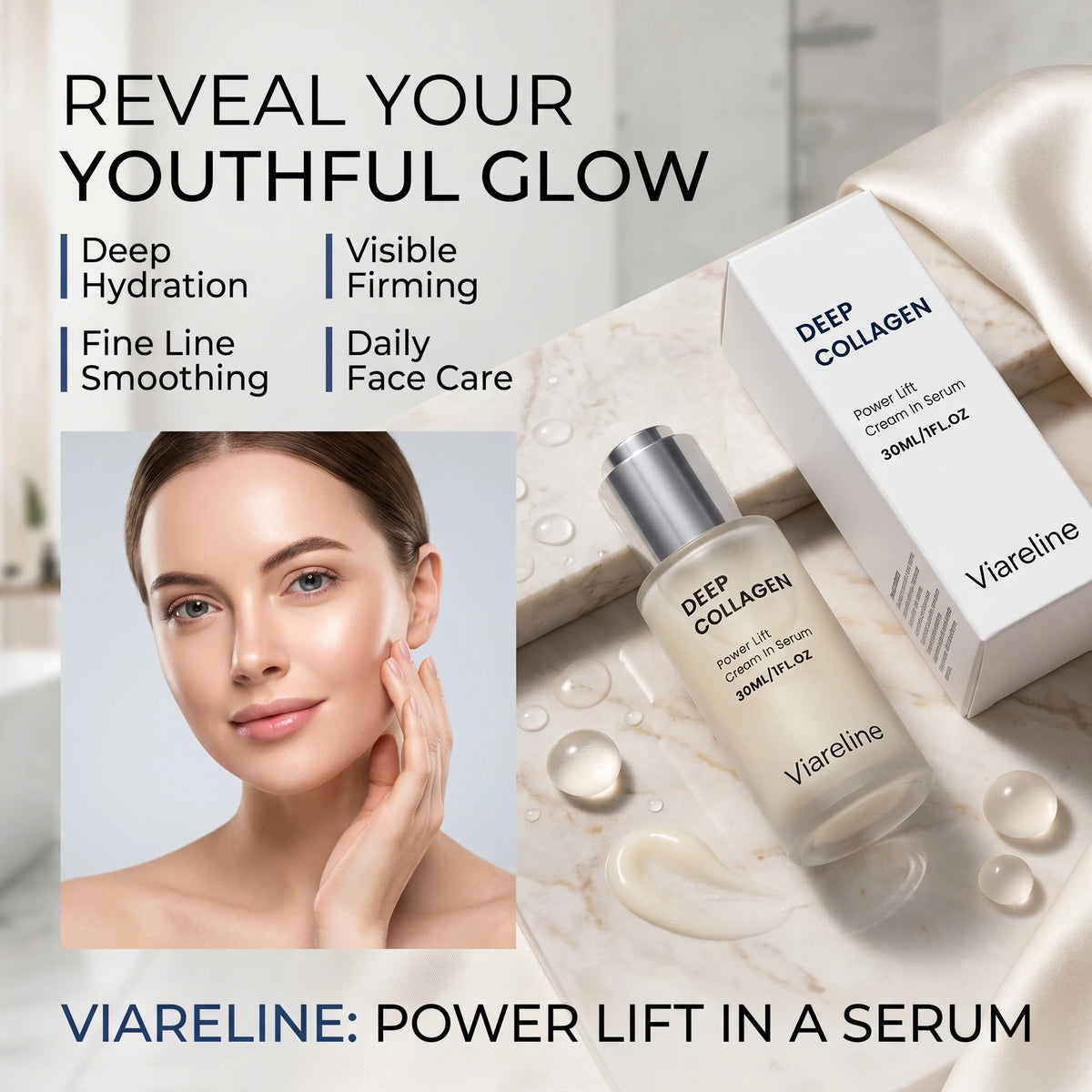 Viareline Lift Serum Cream Anti Wrinkles Fades Fine Lines Improve Sagging Brighten Skin Elasticity Boost Moisturizing Face Serum