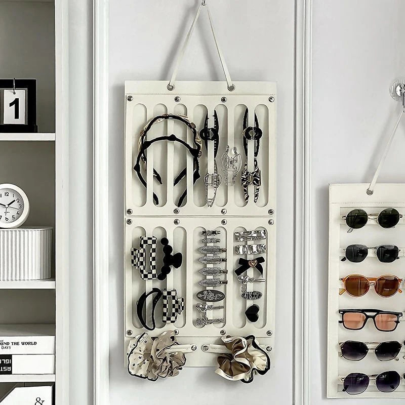 Hanging Hair Claws Clip Storage Pink Organizer For Women Girls Felt Headbands Display Hairpin Sunglasses Accessories Holder Bag
