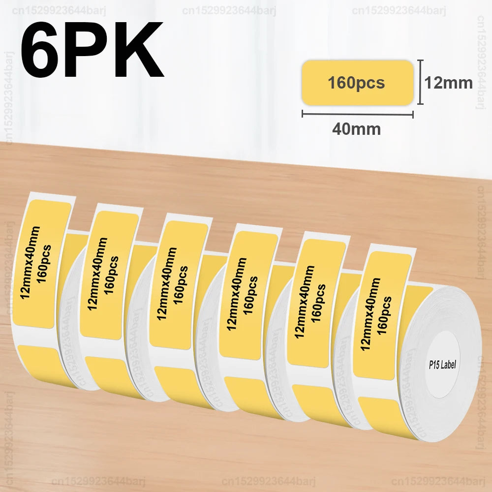 3pcs/6pcs P15 Label Printer Sticker 12*40mm Label Tape Thermal Label Paper Compatible Phomemo D30 Q30 Marklife P15 P12 Labeller
