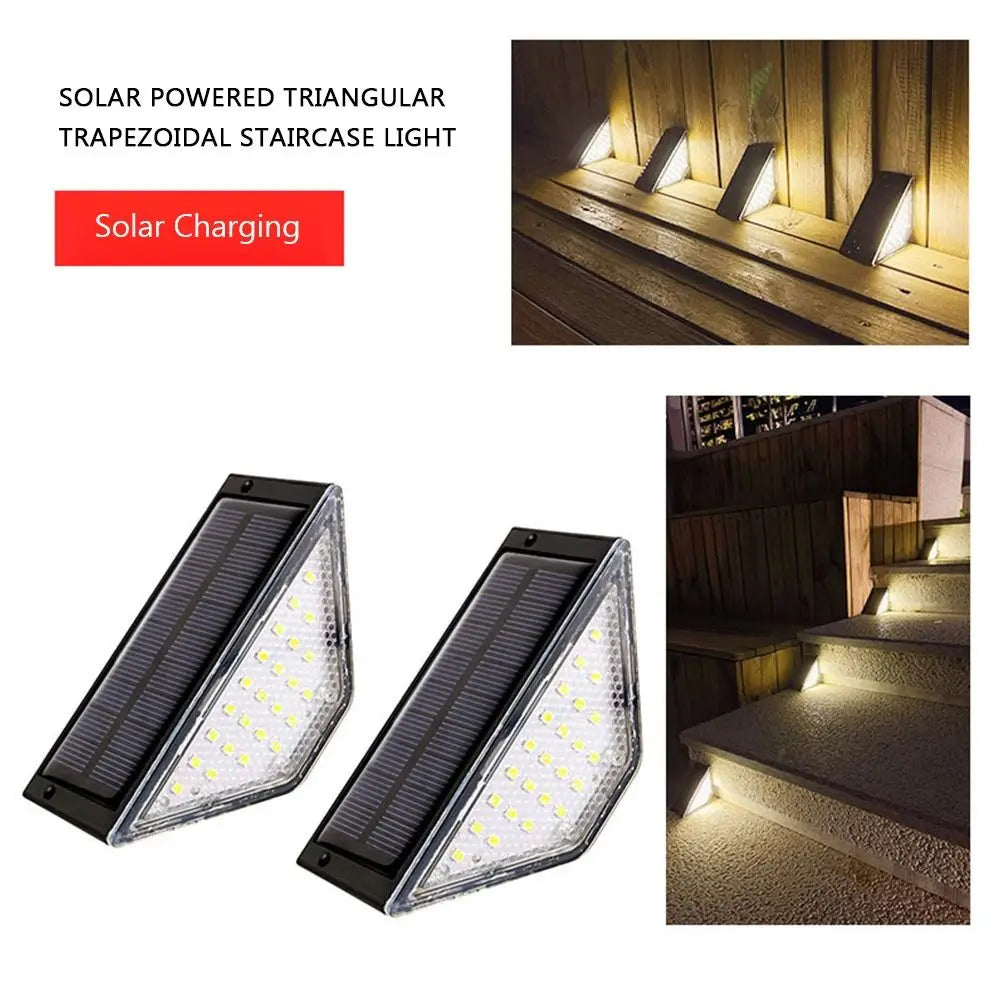 Triangle Solar Step Lamp Warm Light LED Stair Light Waterproof Atmospheric Ornament Outdoor Floor Light Step Deck Fence